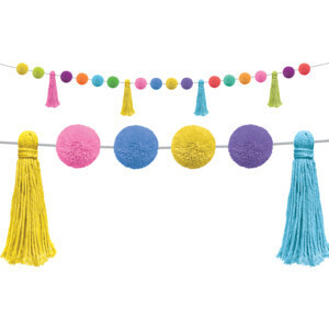 COLORFUL POM POMS AND TASSELS GARLAND