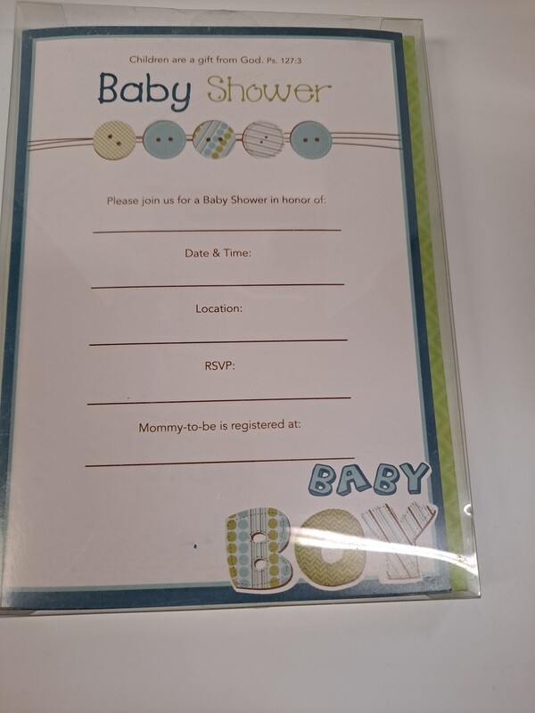 BABY BOY SHOWER INVITATIONS-10 CT