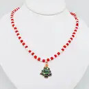 RED &amp; WHITE CHRISTMAS TREE NECKLACE