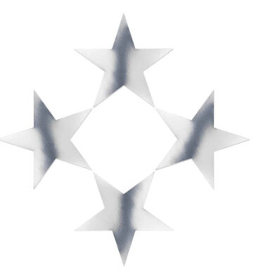 @ METALLIC SILVER STAR CUT OUTS - 10 ", 6 CT