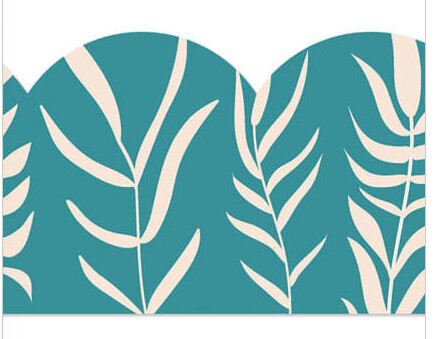 TEAL AND LEAVES SCALLOPED BORDER
