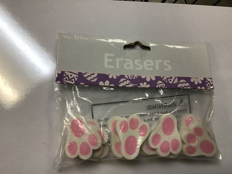 BUNNY FEET ERASERS (12 COUNT)