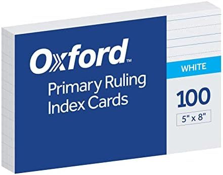 5 X  8 PRIMARY RULED INDEX CARDS WHITE