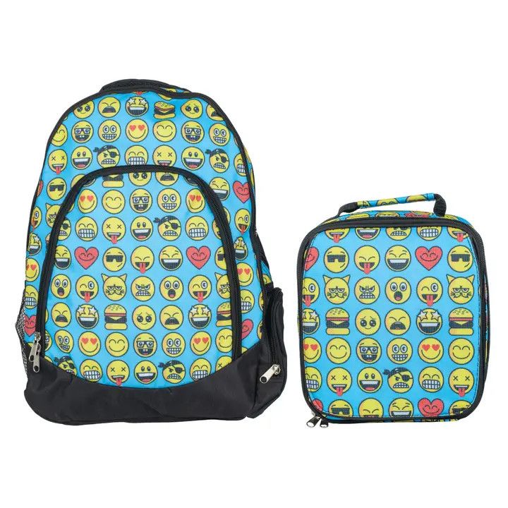 EMOJIS SKY BLUE BACKPACK AND LUNCHBOX SET