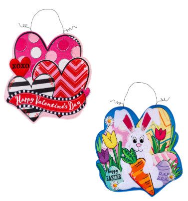 HAPPY VALENTINE / HAPPY EASTER DOUBLE SIDED DOOR DECOR