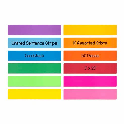 BRIGHT SENTENCE STRIPS 3 X 23 CARDSTOCK