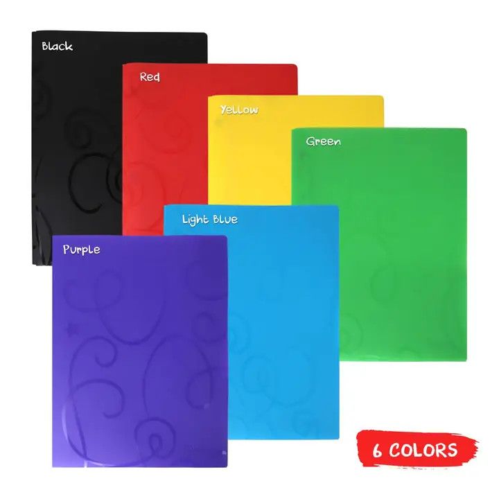DARICE 2 POCKET FOLDERS WITH  HOLES ASSORTED COLORS