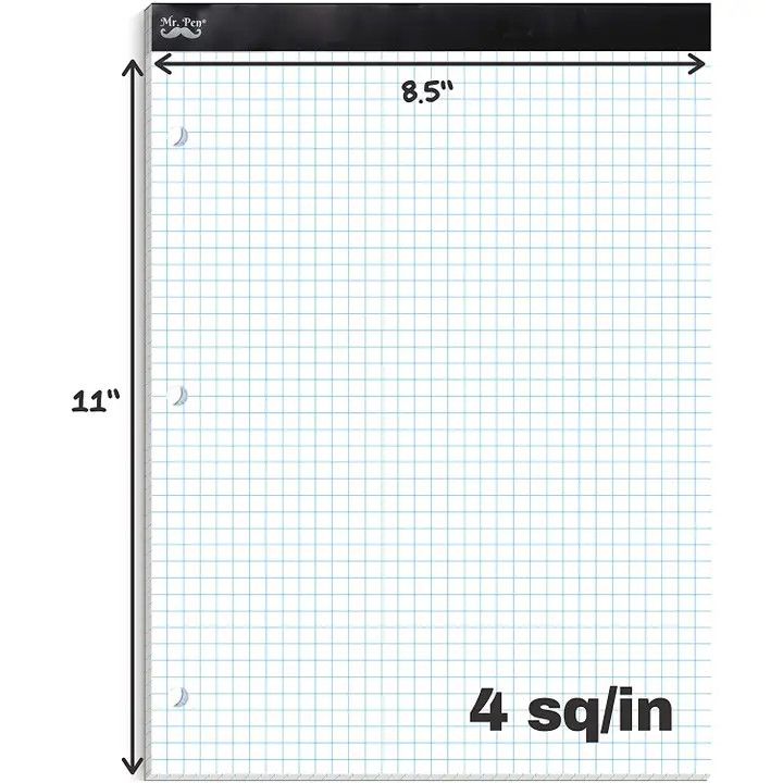 Mr. Pen 4x4 Graph and Grid Paper Pad