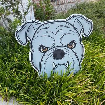 GREY BULLDOG  YARD SIGN