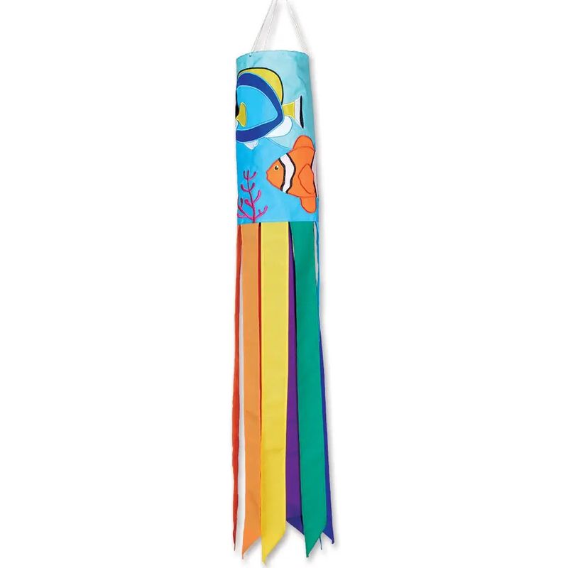 SALTWATER FISH WINDSOCK WITH EMBRODERED APPLIQUE