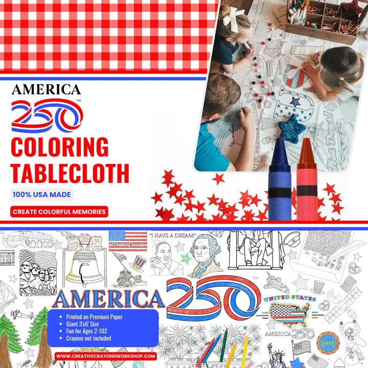 AMERICA 250 COLORING TABLECLOTH