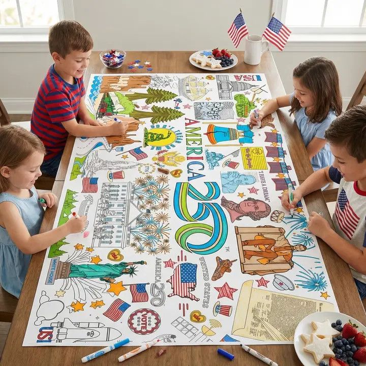 AMERICA 250 COLORING TABLECLOTH