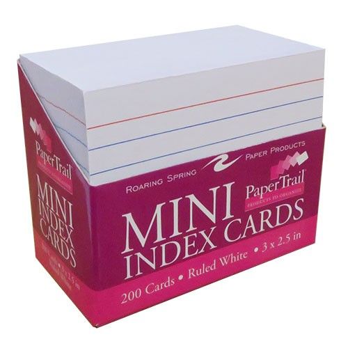 Mini-Index Cards In A Tray, 3" x 2-1/2", 200 Cards per Polywrapped Tray, White, Ruled One Side