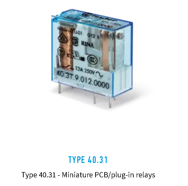 40.31.9.024.0000, Finder, Mini relevador , 1 cc, bobina en 24vdc.