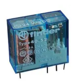 40.52.9.024.0000, Finder, Mini relevador ,con 2 cc bobina en 24vdc, salida 8a, 250v.