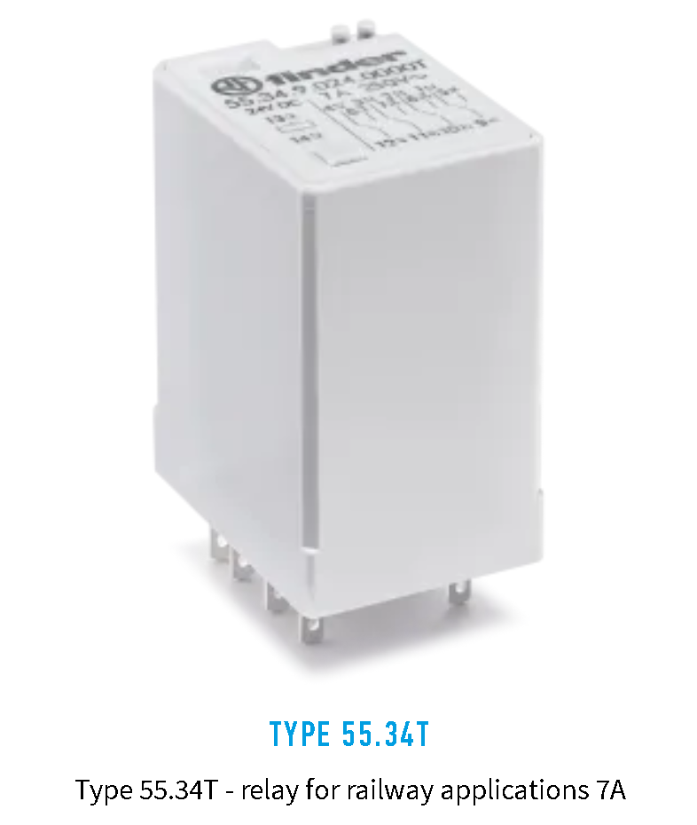 55.34.8.024.0040, Finder, Relevador de 4p, 2t, bobina en 24vca.