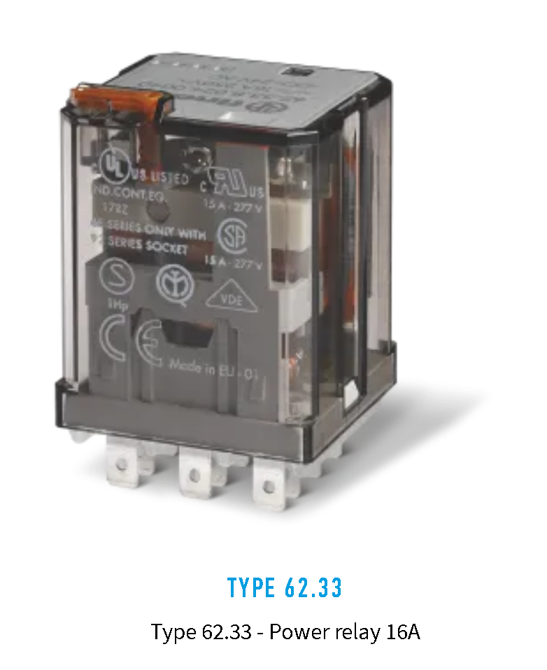 62.33.9.024.0040, Finder, Relevador faston (24vdc) 16 a