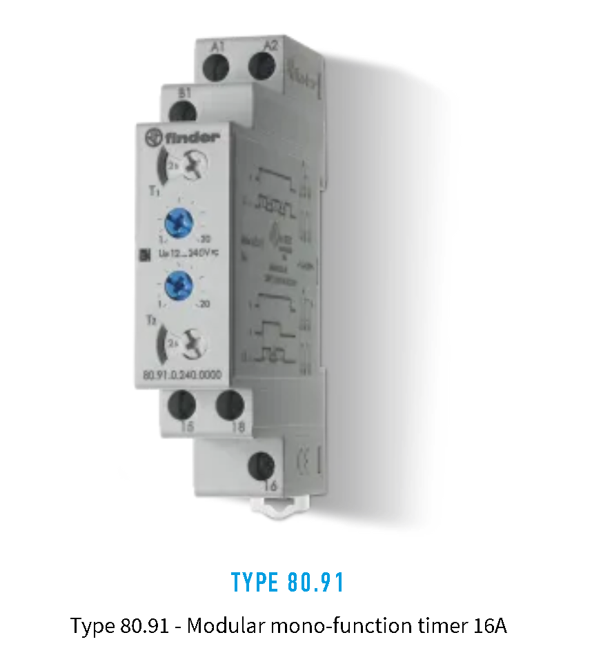 8001 0240 0000, Finder, Timer multifuncion, multirango,mont. riel. (p/12-240vac/vdc) ( 88 827 105)