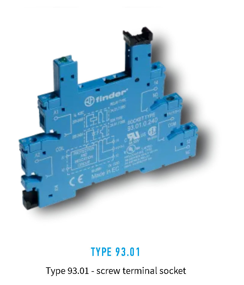 93.01.0.125, Finder, Base tipo clema p/relev enchufable 34.51,81 125vdc/ac
