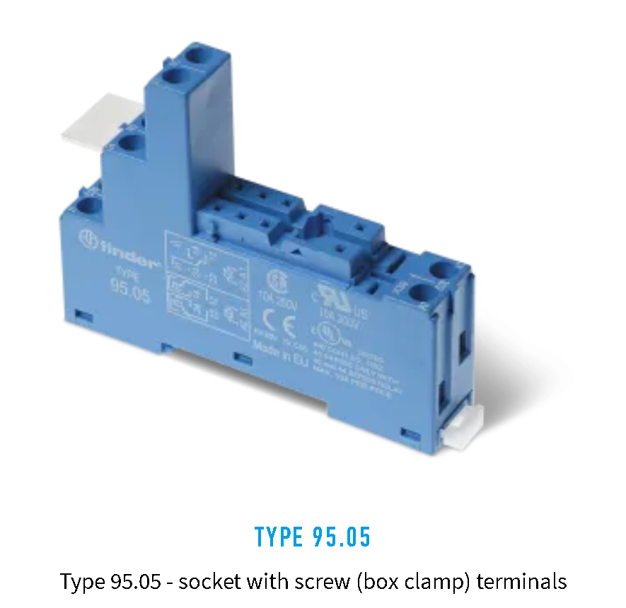 9505SPA, Finder, Base para relevador de 2p,2t. (para 40.51,40.52,40.62) color azul