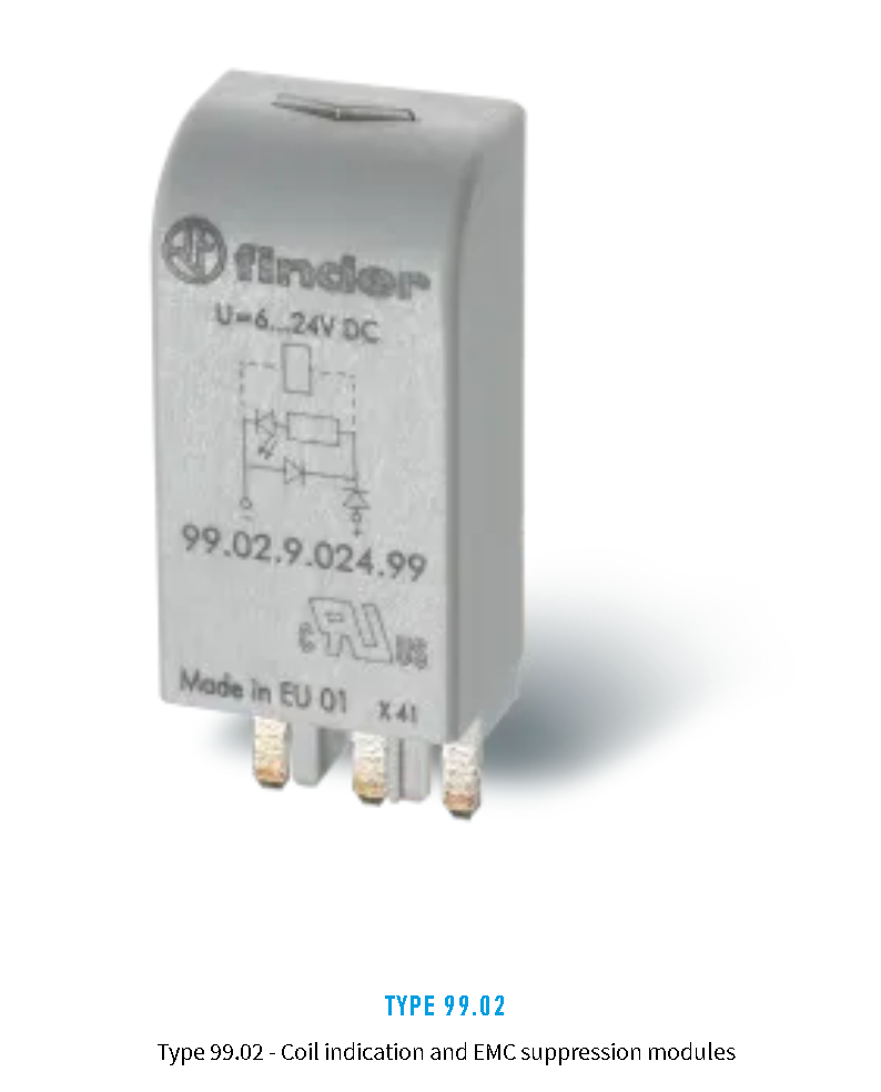 99.02.9.024.99, Finder, Modulo led + diodo para relevador de 24vcd