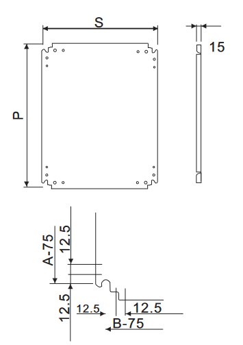 MP-ST3-4, Wertek-Boxes, Platina para gabinete de 400x300 mm