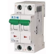 PLS6-C6/2-DC-MW, Moeller, 243132 interruptor termomagnetico de 2 polos, 6 amp para corriente directa