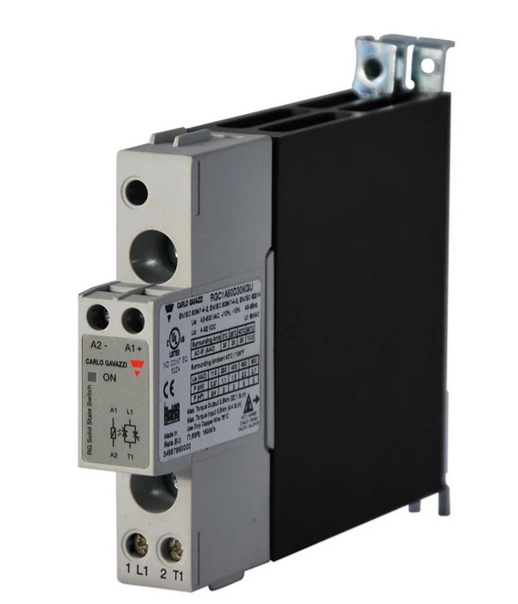 RGC1A23D20KGU, Carlo Gavazzi, Relevador estado solido, monofasico 4-32 vdc, control, 20amp 230v salida,  con disipador