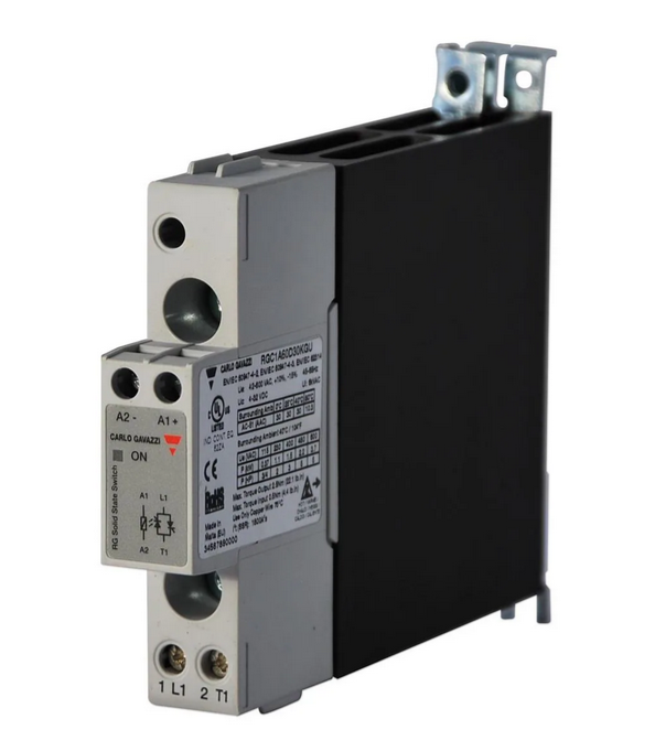 RGC1A60D20KGU, Carlo Gavazzi, Relevador estado solido, monofasico 4-32 vdc, control, 20amp 600v salida,  con disipador