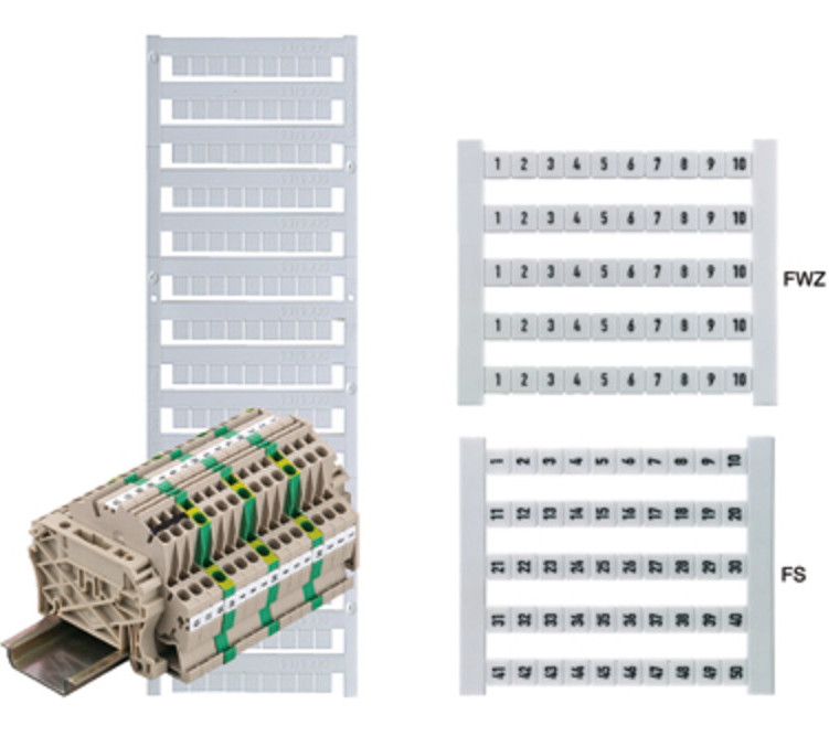 W_0468760001, Weidmuller, Etiqueta para clema (dek 6 fs 1-50), vertical, enumerada del 1 - 50.