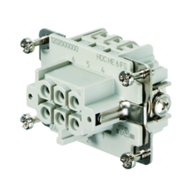 W_1200200000, Weidmuller, Conector hembra 6 polos 16 amp hdc he 6 fs