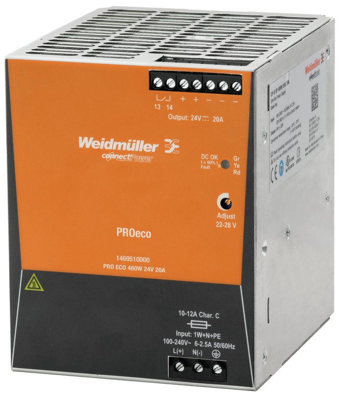 W_1469510000, Weidmuller, Fuente de alimentacion pro eco 480w 24v 20a