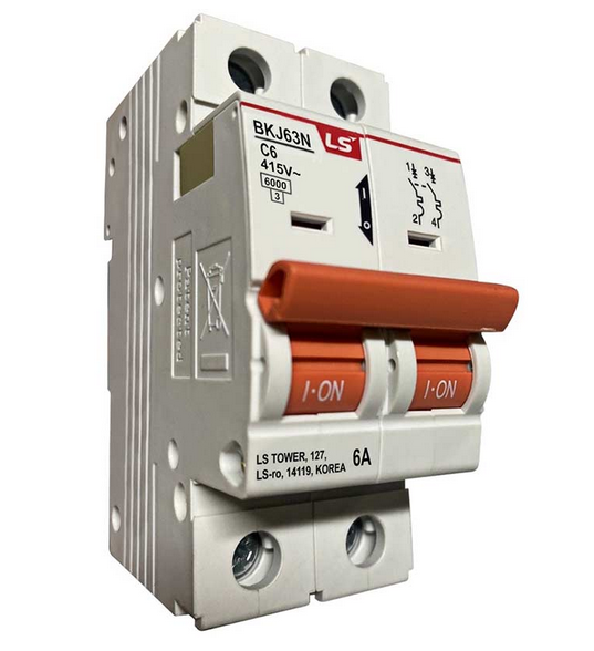 BKJ63N-2P-C10A, LS Electric, Pastilla termomagnetica montaje din 2p 415vac 10a 6ka