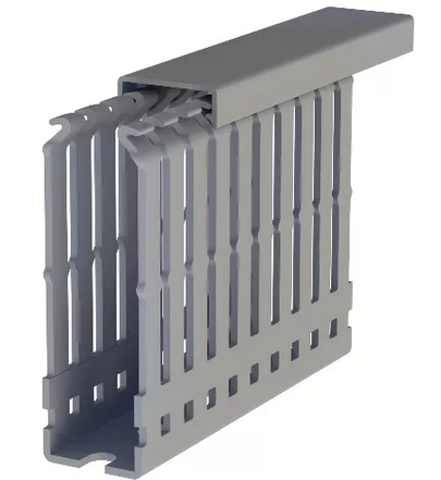 T-551030, Klemsan, 5552580 canaleta ranurada, paso 4mm, de 25x80, gris (e144)