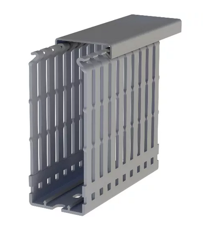 T-551032, Klemsan, 5554010 canaleta ranurada, paso 4mm, tapa incluida, tamaño 40x100, gris (e354)