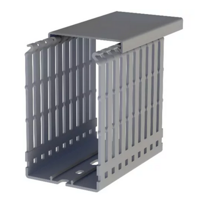 T-551033, Klemsan, 5556010 canaleta ranurada, paso 4mm, tapa incluida, tamaño 60x100, gris (e184)