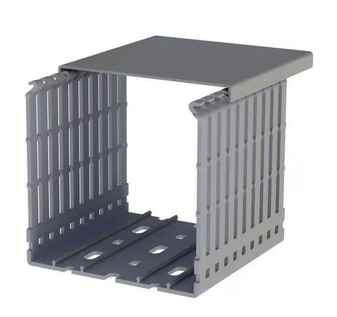 T-551036, Klemsan, 5551001 canaleta ranurada, paso 4mm, tapa incluida, tamaño 100x100, gris (e374)