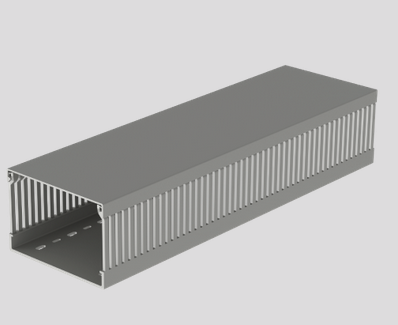 T-551501, Klemsan, 5551501 canaleta ranurada, paso 4mm, tapa incluida, tamaño 150x100, gris