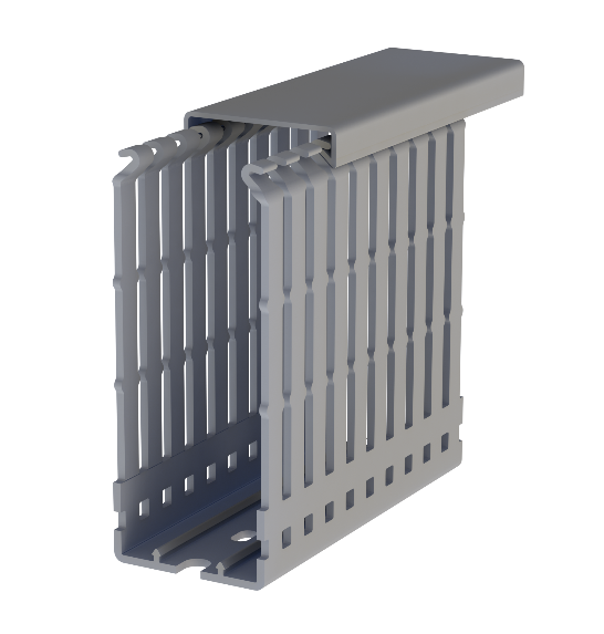 T-5554010, Klemsan, 5554010 canaleta ranurada, paso 4mm, tapa incluida, tamaño 40x100, gris (e354)