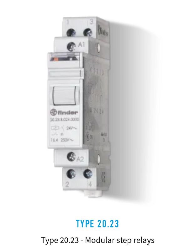 20.23.8.230.0000, Finder, Relevador alternador c/1no-1nc, bob. en 220v, p/16amps