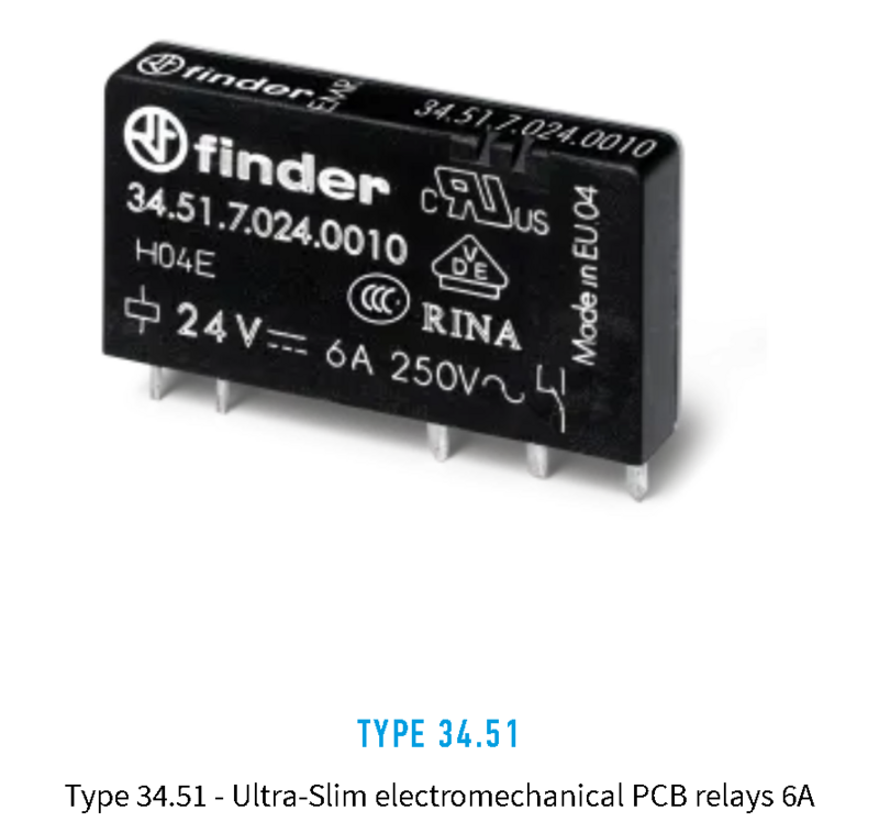 34.51.7.012.0010, Finder, Rele electromecanico 1p,2t, para 12vdc,  6 a