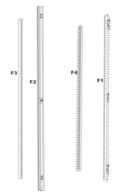 F18D, Wertek-Boxes, Perfil de 1800 mm para gabinete ar9 dos puertas