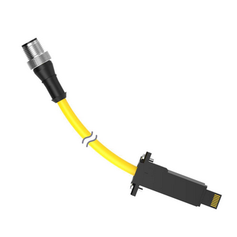 DELPE-51D, Banner, 802490 cordset a-code m12 to lp-custom double ended, 5-pin straight male, 6-pin straight male connec