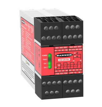 ES-UA-5A, Banner, 66091 modulo de paro de emergencia, voltaje de alimentacion 12vcd, 115vca