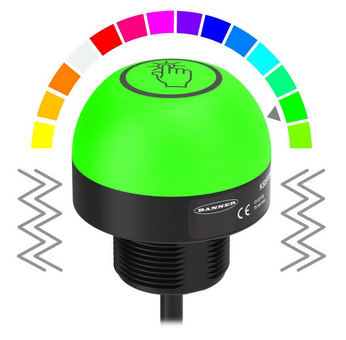 K50PTVAMGRY3QP, Banner, 807912 sensor touch 3 colores vibracion verde/rojo/amarillo 12vdc ip69k 5pin m12