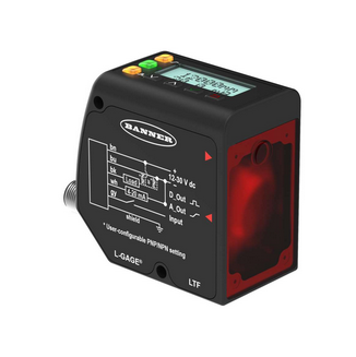 LTF12UC2LDQ, Banner, 94853 sensor laser difuso, rango 50-12000mm, 12-30vdc, salida analoga 0-10vdc salida digital npn/pnp
