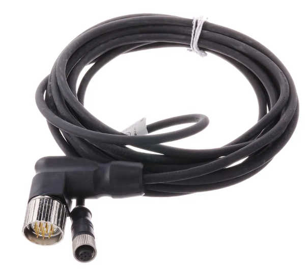 MQDEC-815-12M23RA, Banner, 91052 cordset m23 to a-code m12 double ended, 12-pin right-angle female, 8-pin straight female conn