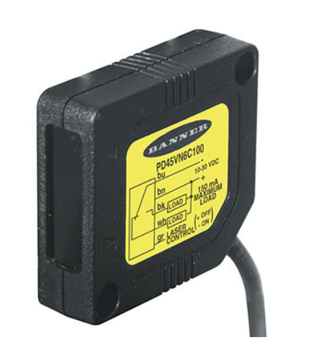 PD45VN6C200Q, Banner, 48322 picodot: convergent laser, focal point: 203 mm, input: 10-30 v dc, outputs: complementary npn