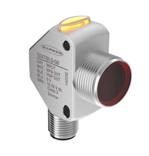 Q3XTBLD-Q8, Banner, 91638 sensor de proximidad laser difuso bipolar rango de 300 mm 10-30vdc, salida bipolar, 5 pines