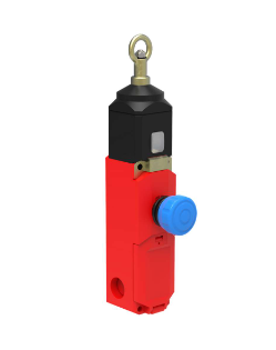 RP-LS42F-25L, Banner, 14330 heavy duty plastic emergency stop rope pull, ring attachment, 25 m max range, latch actuation
